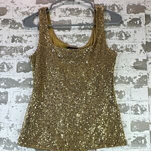 Kay Celine Gold Sequin Tank Top Womens Medium Y2K Style Party Evening Made USA